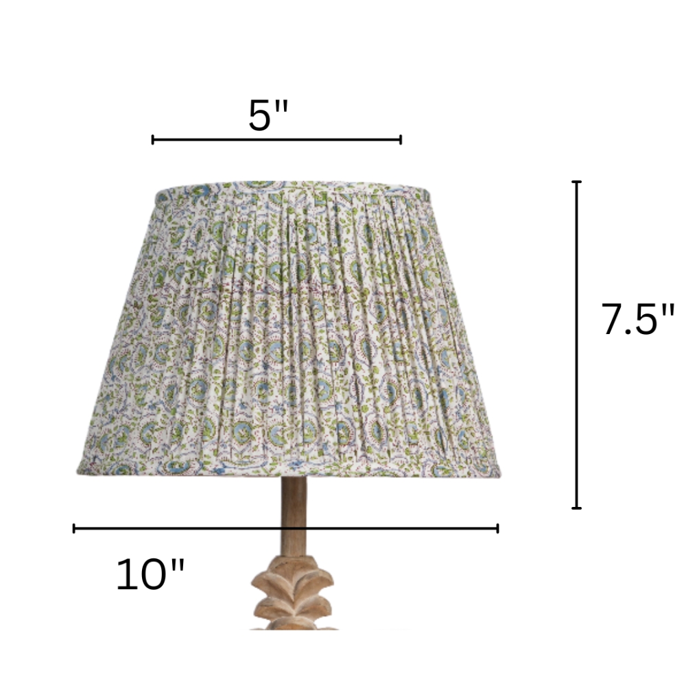 White Green Block Print Empire Lampshade Small